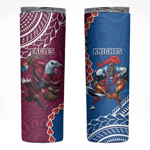 Eagles And Knights Rugby Skinny Tumbler Aboriginal Mix Polynesian Pattern