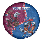 Personalised Eagles And Knights Rugby Spare Tire Cover Aboriginal Mix Polynesian Pattern
