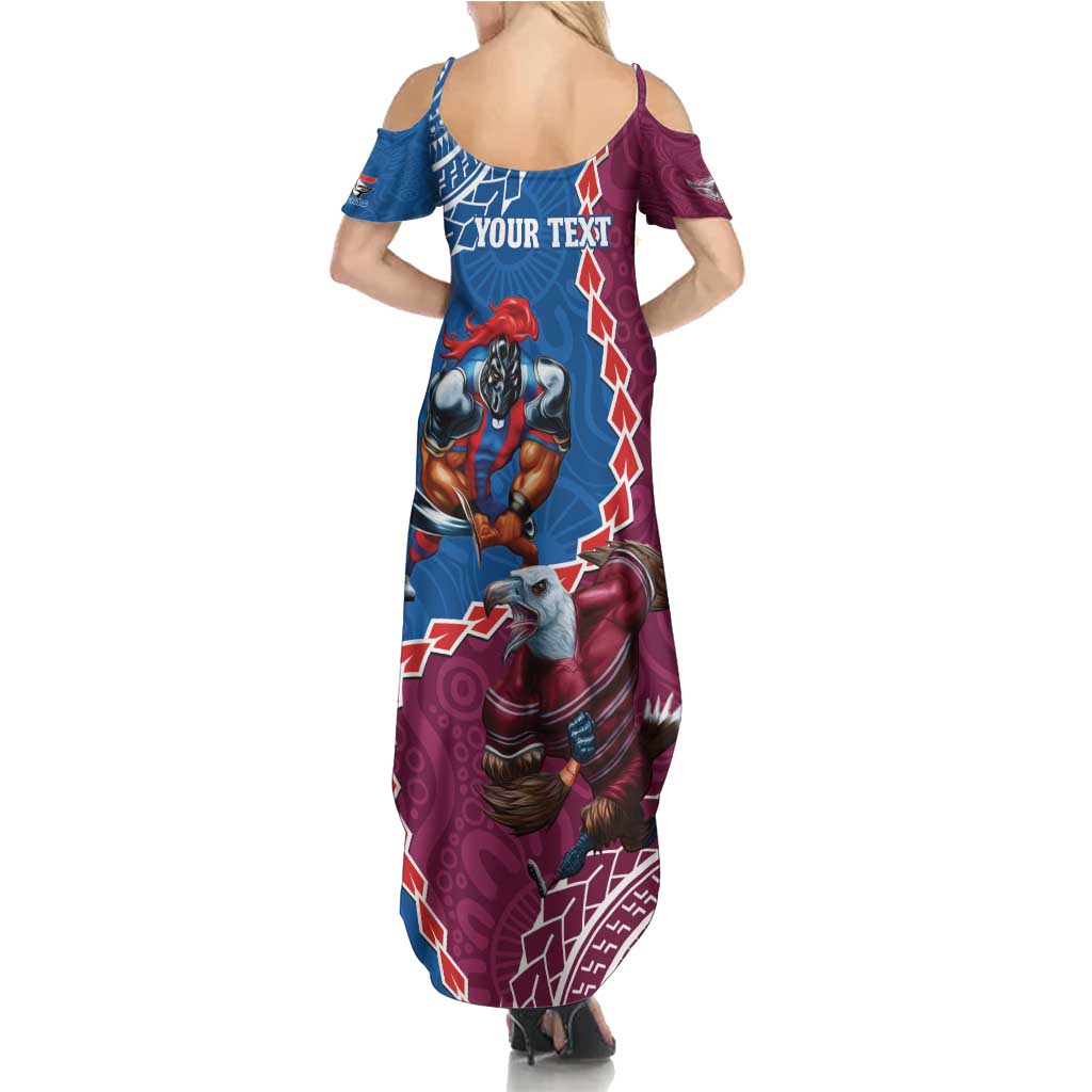 Personalised Eagles And Knights Rugby Summer Maxi Dress Aboriginal Mix Polynesian Pattern