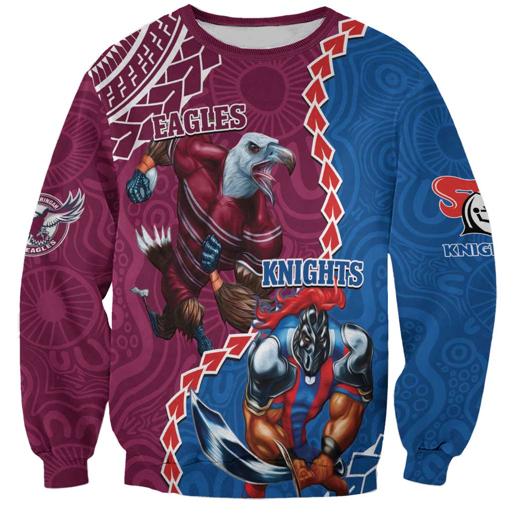 Personalised Eagles And Knights Rugby Sweatshirt Aboriginal Mix Polynesian Pattern