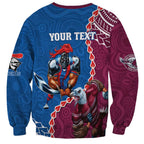Personalised Eagles And Knights Rugby Sweatshirt Aboriginal Mix Polynesian Pattern