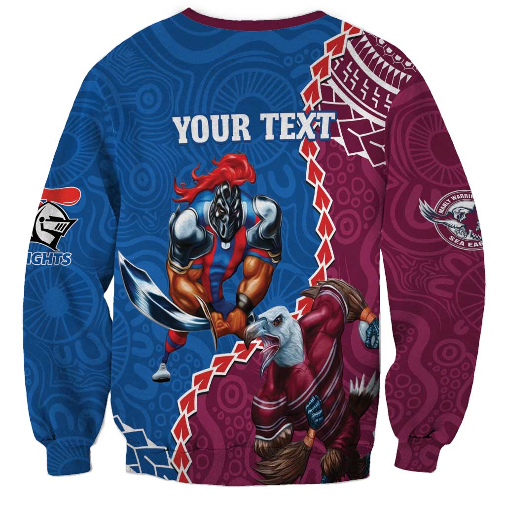 Personalised Eagles And Knights Rugby Sweatshirt Aboriginal Mix Polynesian Pattern
