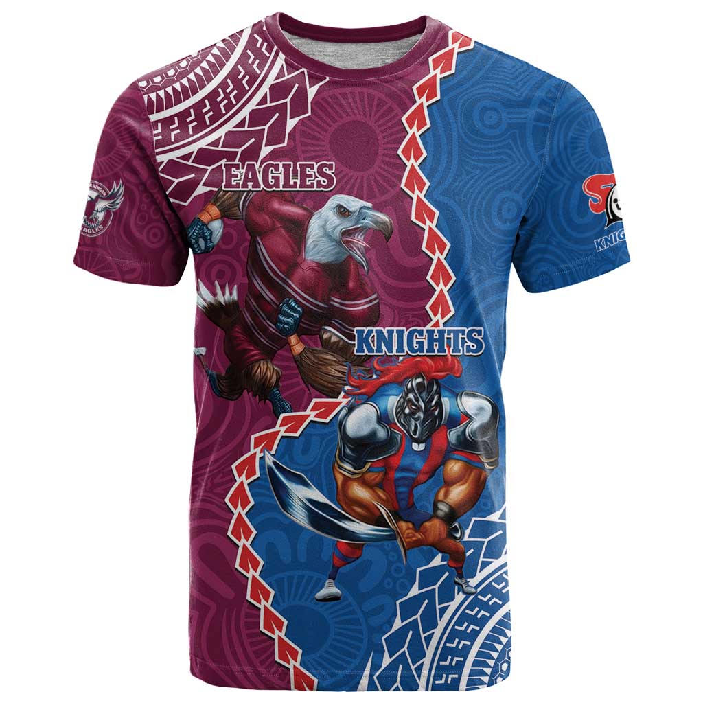 Personalised Eagles And Knights Rugby T Shirt Aboriginal Mix Polynesian Pattern