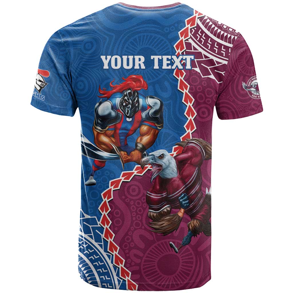 Personalised Eagles And Knights Rugby T Shirt Aboriginal Mix Polynesian Pattern