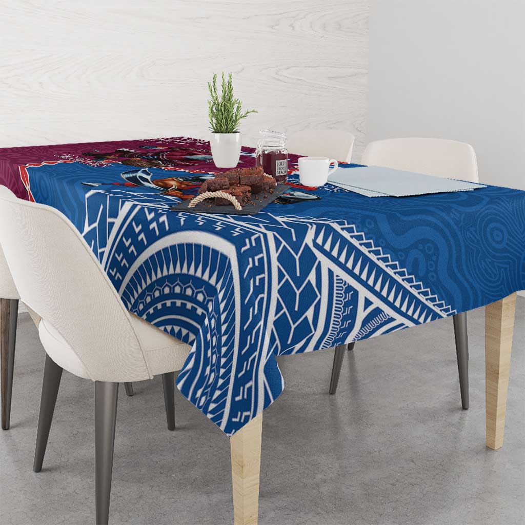 Personalised Eagles And Knights Rugby Tablecloth Aboriginal Mix Polynesian Pattern