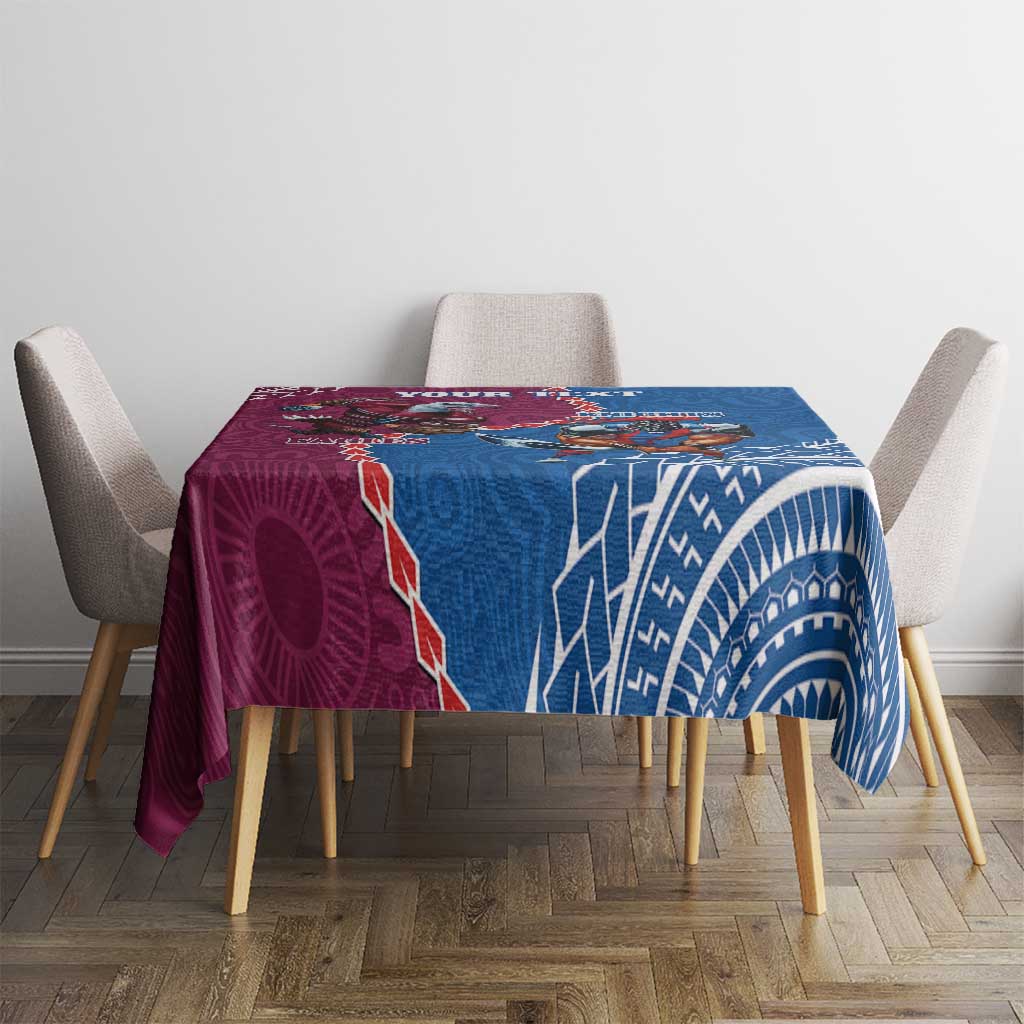 Personalised Eagles And Knights Rugby Tablecloth Aboriginal Mix Polynesian Pattern