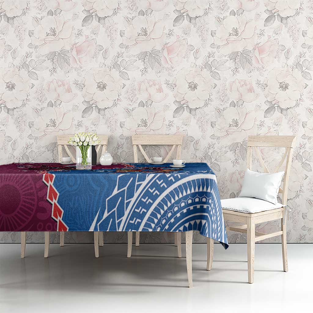 Personalised Eagles And Knights Rugby Tablecloth Aboriginal Mix Polynesian Pattern