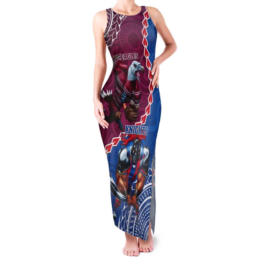 Personalised Eagles And Knights Rugby Tank Maxi Dress Aboriginal Mix Polynesian Pattern
