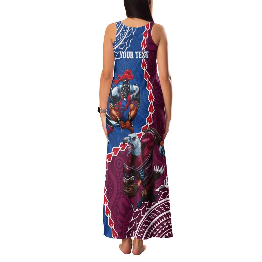 Personalised Eagles And Knights Rugby Tank Maxi Dress Aboriginal Mix Polynesian Pattern