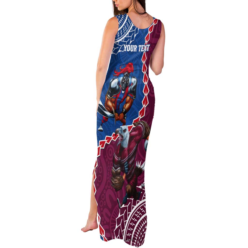 Personalised Eagles And Knights Rugby Tank Maxi Dress Aboriginal Mix Polynesian Pattern