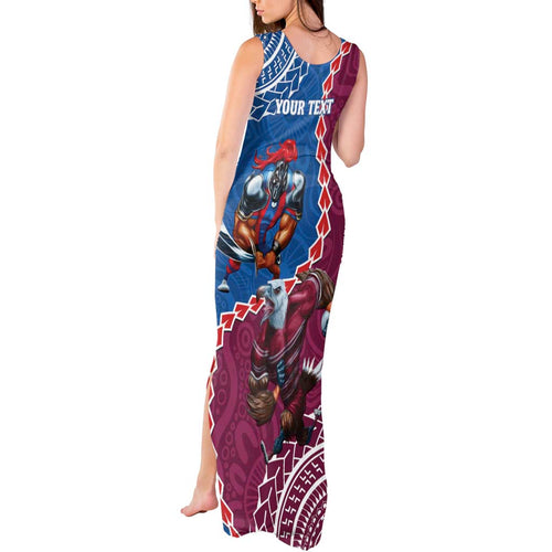Personalised Eagles And Knights Rugby Tank Maxi Dress Aboriginal Mix Polynesian Pattern