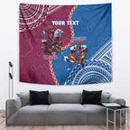 Personalised Eagles And Knights Rugby Tapestry Aboriginal Mix Polynesian Pattern