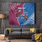 Personalised Eagles And Knights Rugby Tapestry Aboriginal Mix Polynesian Pattern