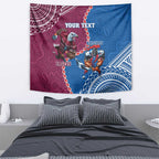 Personalised Eagles And Knights Rugby Tapestry Aboriginal Mix Polynesian Pattern