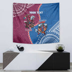 Personalised Eagles And Knights Rugby Tapestry Aboriginal Mix Polynesian Pattern