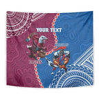 Personalised Eagles And Knights Rugby Tapestry Aboriginal Mix Polynesian Pattern