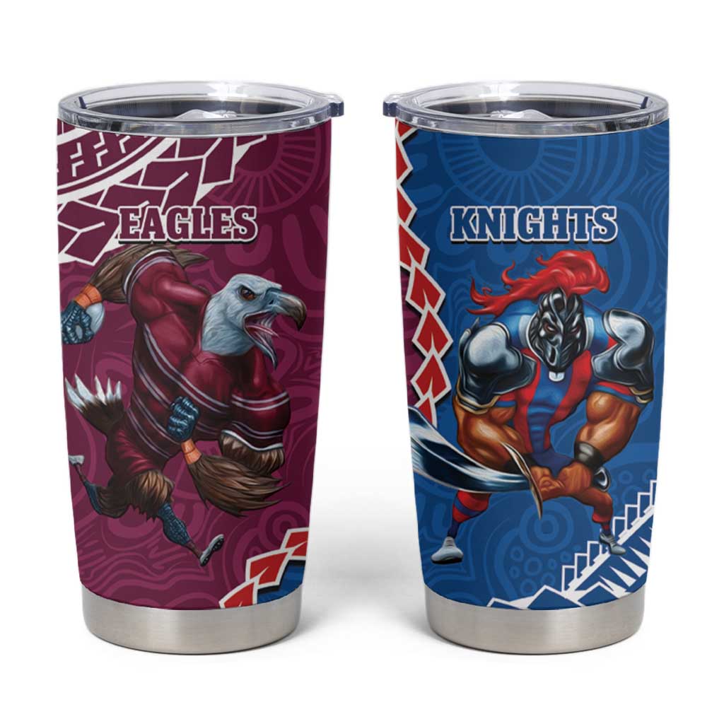Eagles And Knights Rugby Tumbler Cup Aboriginal Mix Polynesian Pattern