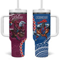 Eagles And Knights Rugby Tumbler With Handle Aboriginal Mix Polynesian Pattern