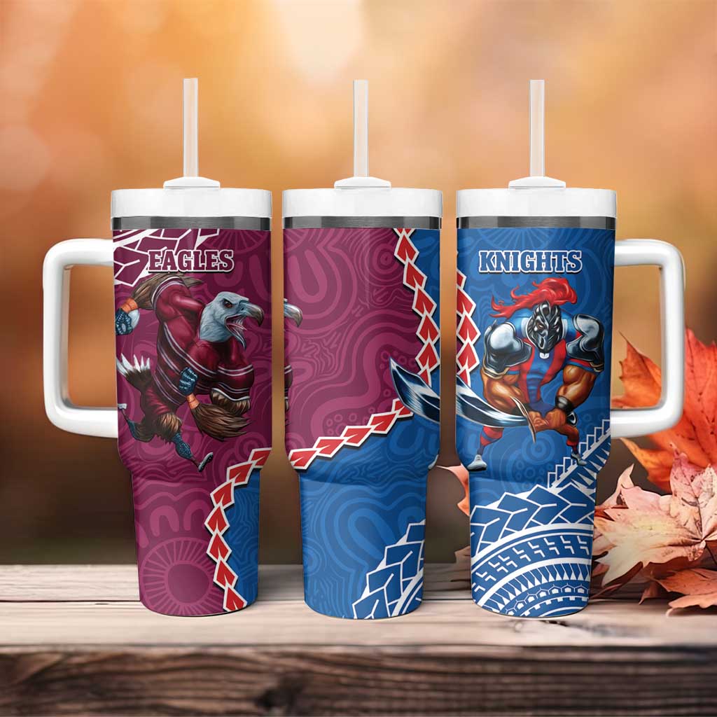 Eagles And Knights Rugby Tumbler With Handle Aboriginal Mix Polynesian Pattern
