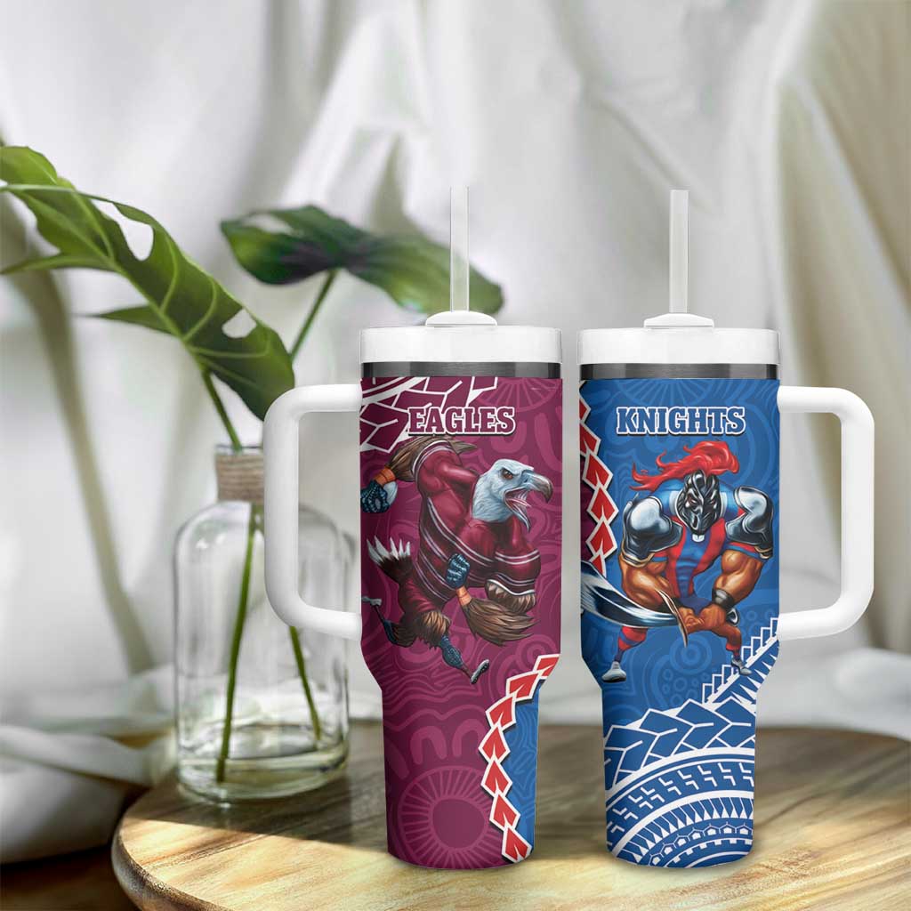 Eagles And Knights Rugby Tumbler With Handle Aboriginal Mix Polynesian Pattern