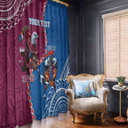 Personalised Eagles And Knights Rugby Window Curtain Aboriginal Mix Polynesian Pattern