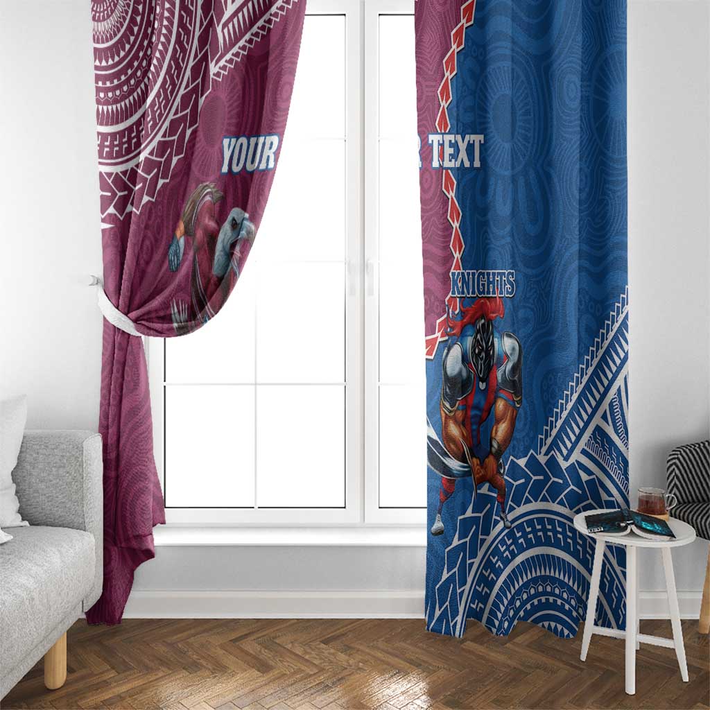 Personalised Eagles And Knights Rugby Window Curtain Aboriginal Mix Polynesian Pattern