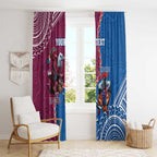 Personalised Eagles And Knights Rugby Window Curtain Aboriginal Mix Polynesian Pattern