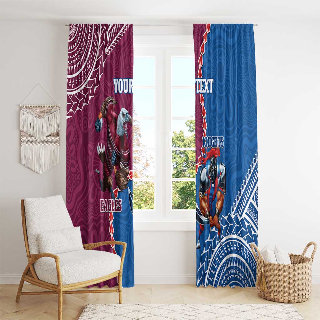 Personalised Eagles And Knights Rugby Window Curtain Aboriginal Mix Polynesian Pattern