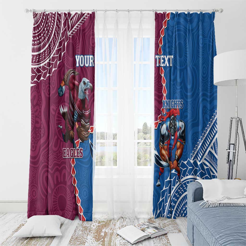 Personalised Eagles And Knights Rugby Window Curtain Aboriginal Mix Polynesian Pattern