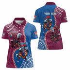 Personalised Eagles And Knights Rugby Women Polo Shirt Aboriginal Mix Polynesian Pattern