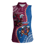 Personalised Eagles And Knights Rugby Women Sleeveless Polo Shirt Aboriginal Mix Polynesian Pattern