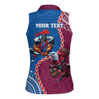 Personalised Eagles And Knights Rugby Women Sleeveless Polo Shirt Aboriginal Mix Polynesian Pattern