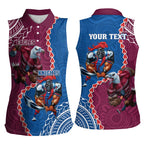 Personalised Eagles And Knights Rugby Women Sleeveless Polo Shirt Aboriginal Mix Polynesian Pattern