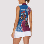 Personalised Eagles And Knights Rugby Women Sleeveless Polo Shirt Aboriginal Mix Polynesian Pattern