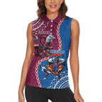 Personalised Eagles And Knights Rugby Women Sleeveless Polo Shirt Aboriginal Mix Polynesian Pattern