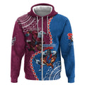 Personalised Eagles And Knights Rugby Zip Hoodie Aboriginal Mix Polynesian Pattern