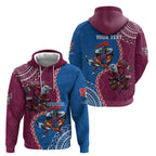 Personalised Eagles And Knights Rugby Zip Hoodie Aboriginal Mix Polynesian Pattern