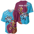 Personalised Sharks And Broncos Rugby Baseball Jersey Aboriginal Mix Polynesian Pattern