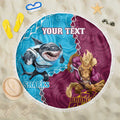 Personalised Sharks And Broncos Rugby Beach Blanket Aboriginal Mix Polynesian Pattern