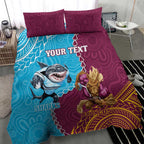 Personalised Sharks And Broncos Rugby Bedding Set Aboriginal Mix Polynesian Pattern