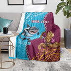 Personalised Sharks And Broncos Rugby Blanket Aboriginal Mix Polynesian Pattern