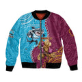 Personalised Sharks And Broncos Rugby Bomber Jacket Aboriginal Mix Polynesian Pattern