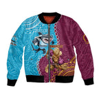 Personalised Sharks And Broncos Rugby Bomber Jacket Aboriginal Mix Polynesian Pattern