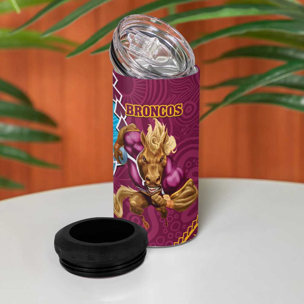 Sharks And Broncos Rugby 4 in 1 Can Cooler Tumbler Aboriginal Mix Polynesian Pattern