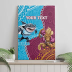 Personalised Sharks And Broncos Rugby Canvas Wall Art Aboriginal Mix Polynesian Pattern