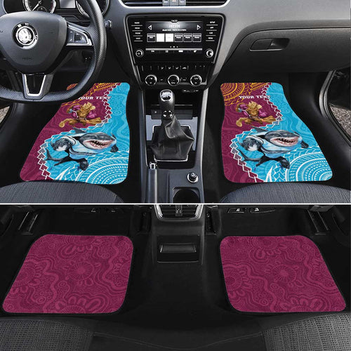 Personalised Sharks And Broncos Rugby Car Mats Aboriginal Mix Polynesian Pattern