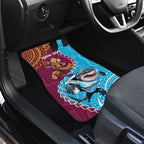 Personalised Sharks And Broncos Rugby Car Mats Aboriginal Mix Polynesian Pattern