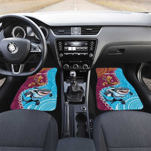 Personalised Sharks And Broncos Rugby Car Mats Aboriginal Mix Polynesian Pattern