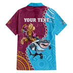 Personalised Sharks And Broncos Rugby Family Matching Long Sleeve Bodycon Dress and Hawaiian Shirt Aboriginal Mix Polynesian Pattern