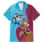 Personalised Sharks And Broncos Rugby Family Matching Mermaid Dress and Hawaiian Shirt Aboriginal Mix Polynesian Pattern
